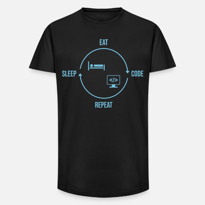 Eat Sleep Code Repeat - Programmer Cycle - Long Fit Men's T-Shirt - black