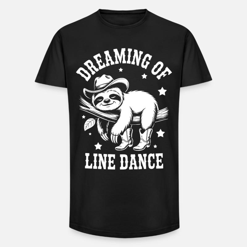 Faultier LineDance Cowboy - Long Fit Männer T-Shirt - Schwarz