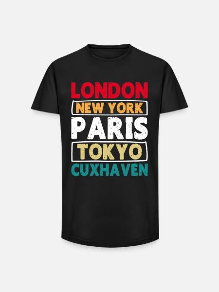 North Sea LONDON NEW YORK PARIS TOKYO CUXHAVEN - Long Fit Men's T-Shirt - black