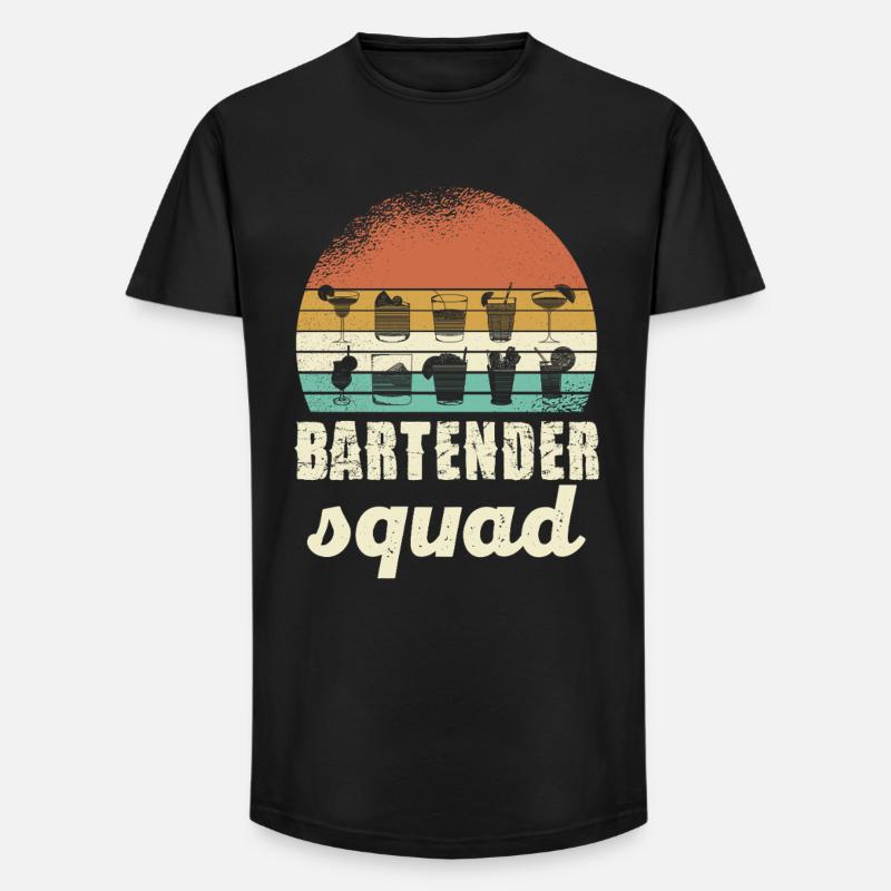Bartender Squad Retro - Long Fit Männer T-Shirt - Schwarz