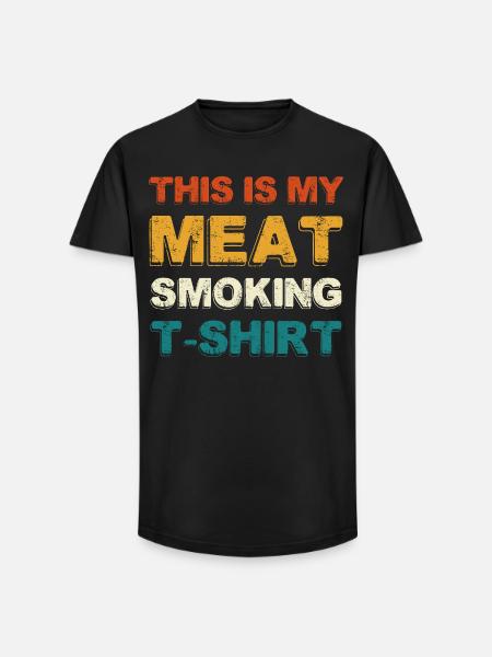 Meat Smoking T‑Shirt – Grillfreund - Long Fit Männer T-Shirt - Schwarz
