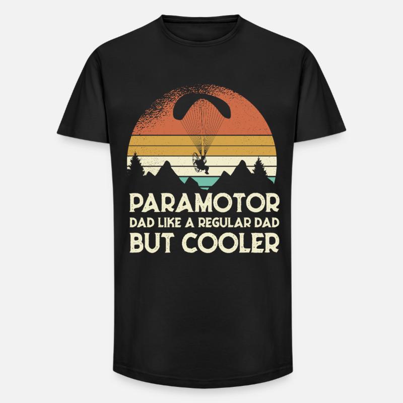 Paramotor Dad Retro Sonnenuntergang - Long Fit Männer T-Shirt - Schwarz