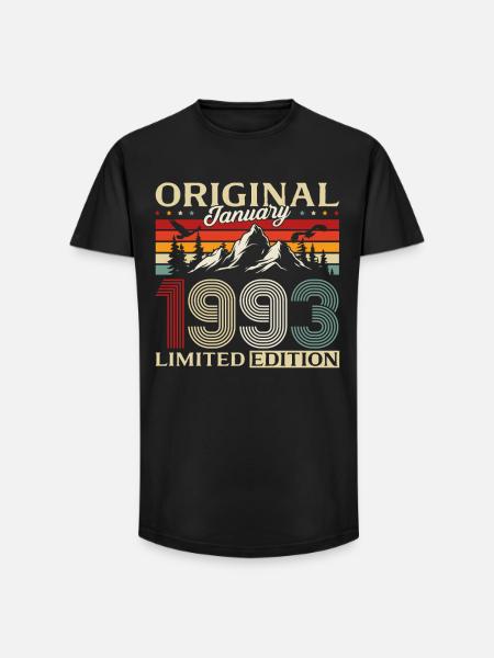 33rd Birthday Original January 1993 - Long Fit Men's T-Shirt - black