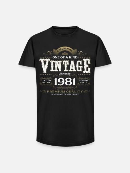 45e anniversaire Millésime de janvier 1981 - T-shirt coupe longue homme - noir