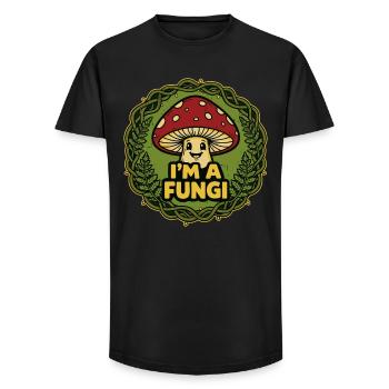 Je suis un champignon – Jeu de mots drôle avec des champignons - T-shirt coupe longue homme - noir - Devant - AI Model Male 185 light (185cm)