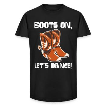 Boots On: Dancing Cowboy Boots - Long Fit Men's T-Shirt - black - Front - AI Model Male 185 light (185cm)