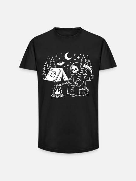 Nocturnal Grim Reaper at the Campfire - Long Fit Men's T-Shirt - black