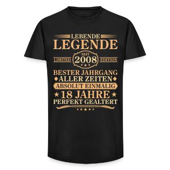 Birthday born in 2008 18 years - Long Fit Men's T-Shirt - black - Front - AI Model Male 185 light (185cm)