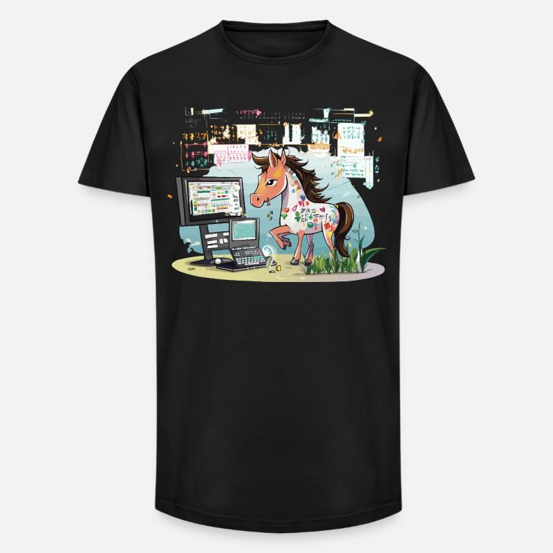Digital Graffiti Pony - Long Fit Männer T-Shirt - Schwarz