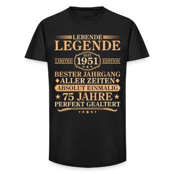 Geburtstag Jahrgang 1951 geboren 75 Jahre - Long Fit Männer T-Shirt - Schwarz - Vorne - AI Model Male 185 light (185cm)