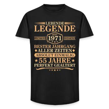 Birthday born in 1971 55 years - Long Fit Men's T-Shirt - black - Front - AI Model Male 185 light (185cm)