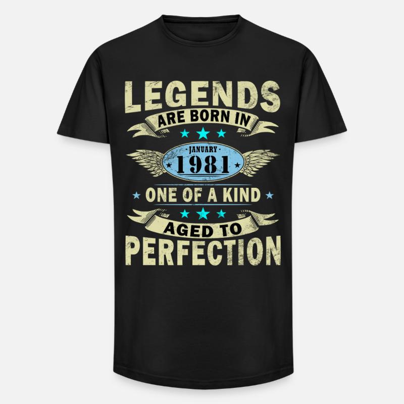 Janvier 1981 anniversaire janvier 1981 Janvier - T-shirt coupe longue homme - noir