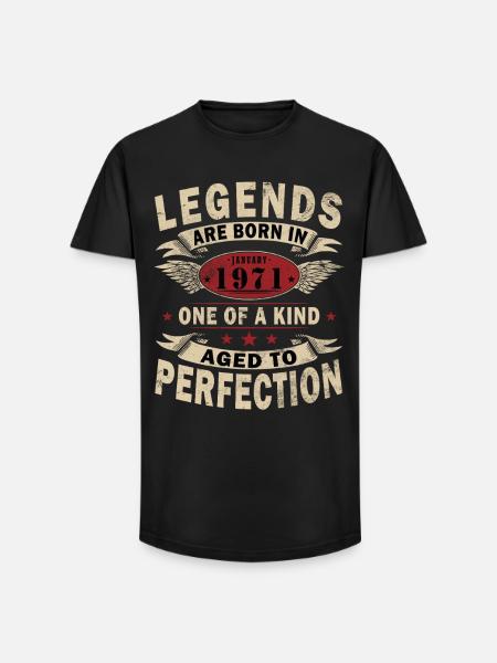 55e anniversaire millésime janvier 1971 - T-shirt coupe longue homme - noir