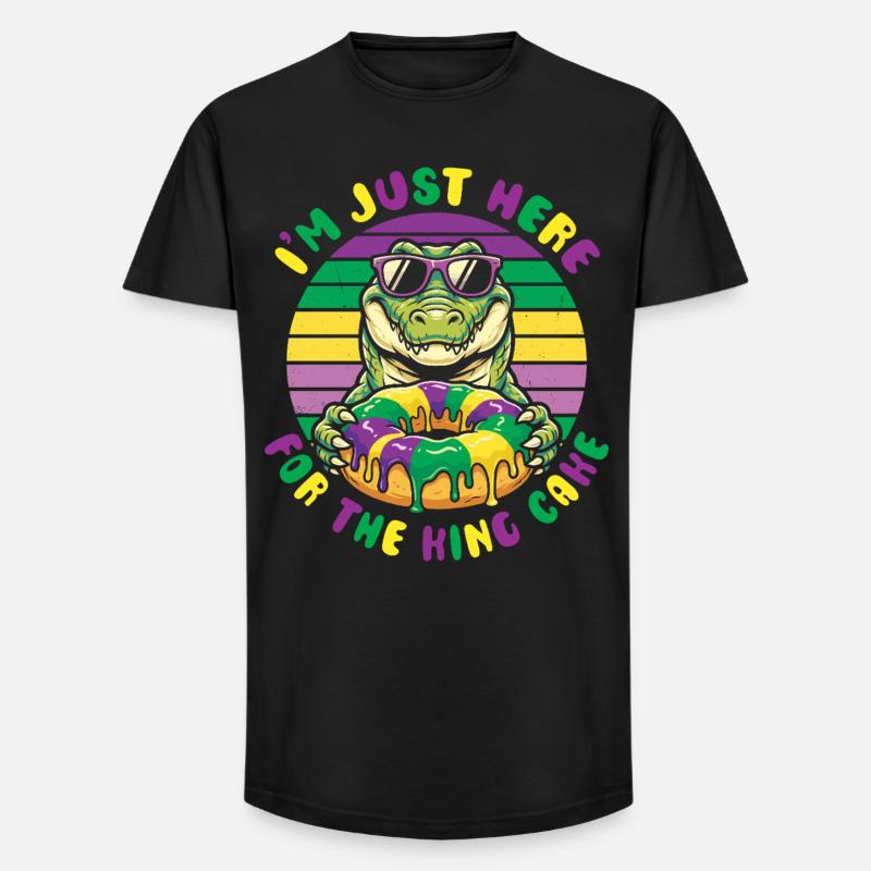King Cake Mardi Gras Aligator - Long Fit Männer T-Shirt - Schwarz