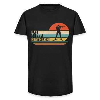 Biathlon Manger Sommeil - T-shirt coupe longue homme - noir - Devant - AI Model Male 185 light (185cm)