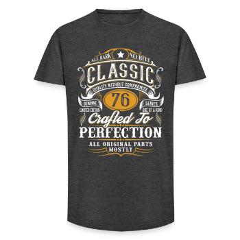 76th Birthday - Long Fit Men's T-Shirt - charcoal grey - Front - AI Model Male 185 light (185cm)