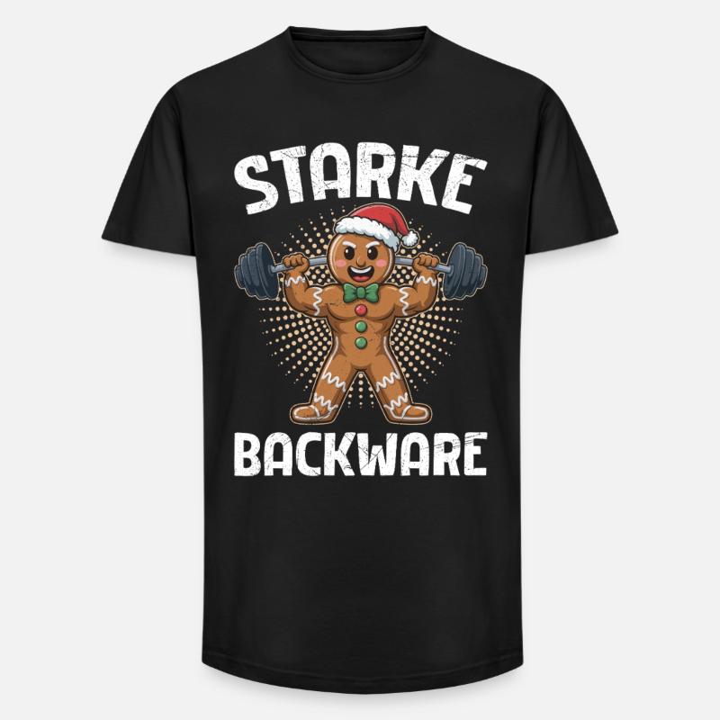 Lebkuchenmann STARKE BACKWARE Lustiges - Long Fit Männer T-Shirt - Schwarz
