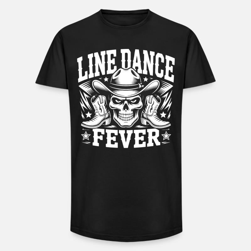 Line Dance Skull Boots - Long Fit Männer T-Shirt - Schwarz