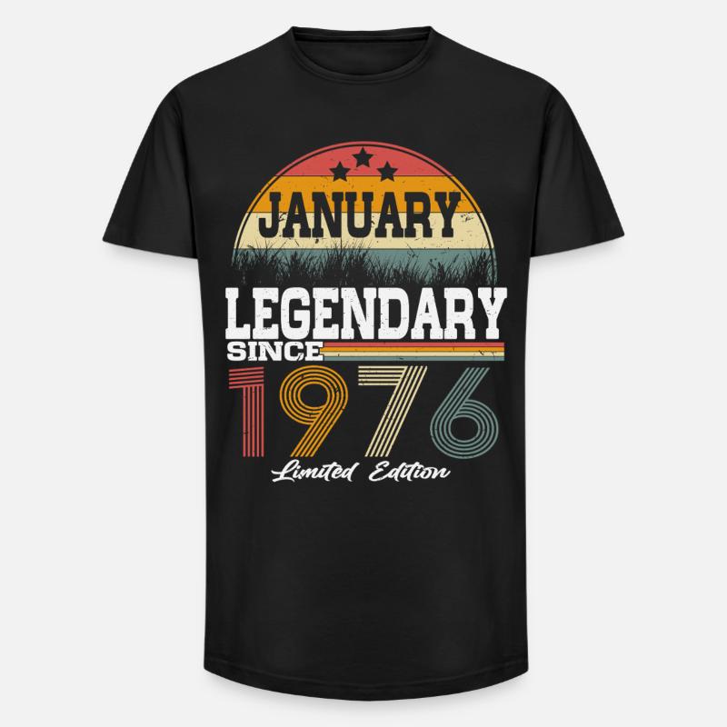 Legenden-wurden-im-Januar-1976-geboren - Long Fit Männer T-Shirt - Schwarz