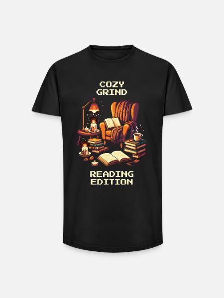 Cozy Grind | Cozy Reading Books - Long Fit Men's T-Shirt - black