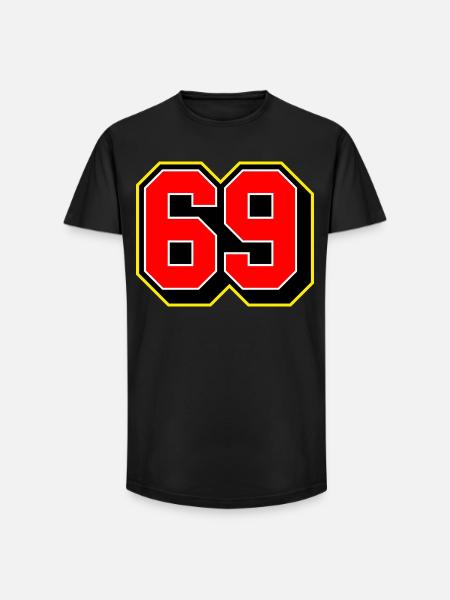 Bold 69 Sports Jersey Number - Long Fit Men's T-Shirt - black