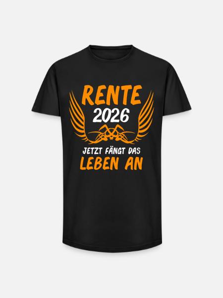 Rente 2026 Ruhestand Rentner Rentnerin - Long Fit Männer T-Shirt - Schwarz