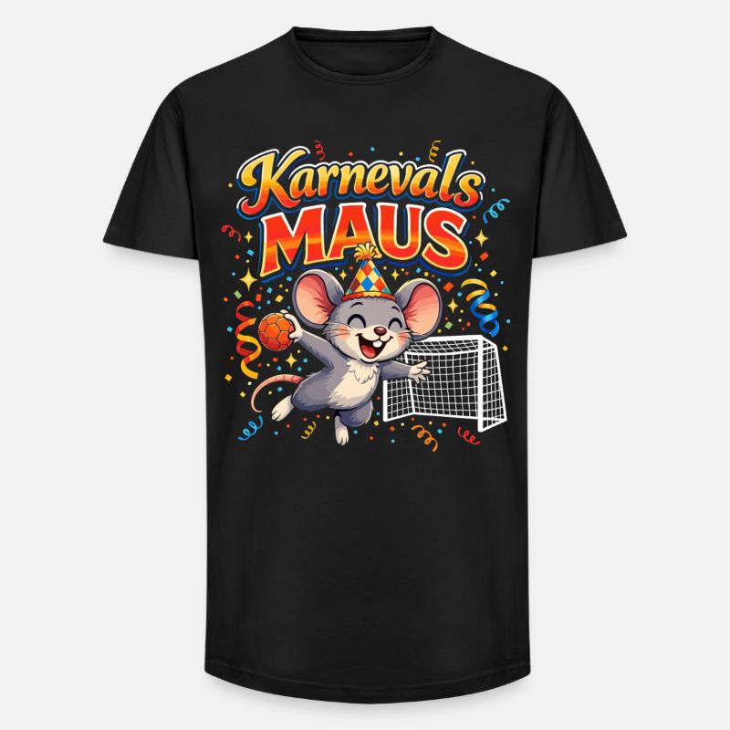 Karnevalsmaus Handball Geschenk Lustig Fasching - Long Fit Männer T-Shirt - Schwarz