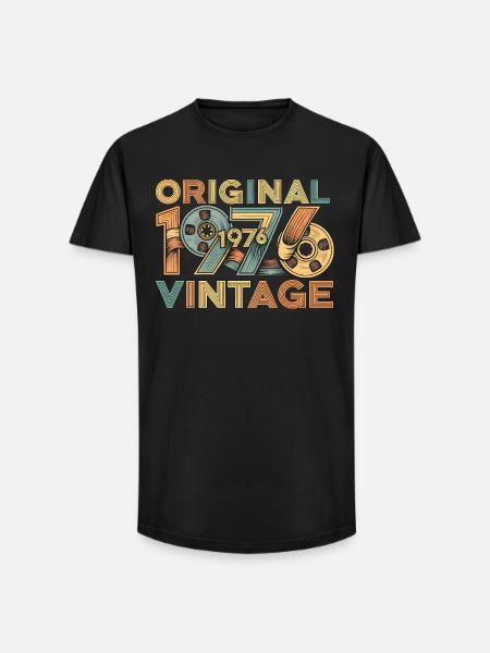 Rétro original de 1976 - T-shirt coupe longue homme - noir