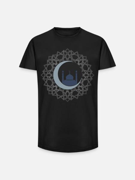 Islamic Art Mosque Crescent Moon Elegant - Long Fit Men's T-Shirt - black