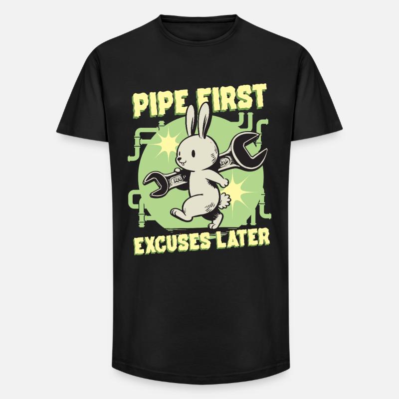 Rohrleger Rohrleitungsbauer Pipe First - Long Fit Männer T-Shirt - Schwarz