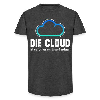 Coder DIE CLOUD IST DER SERVER VON JEMANDE ANDREN - Long Fit Männer T-Shirt - Anthrazit - Vorne - AI Model Male 185 light (185cm)