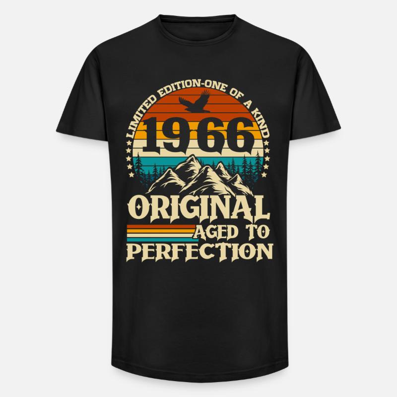 Original 1966 Vintage Retro födelsedagspresent - T-shirt herr med lång passform - svart