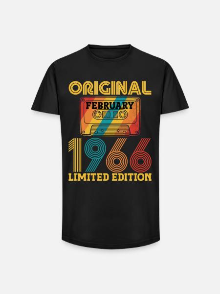 60-årsdag 60 år februari 1966 Vintage T-shirt - T-shirt herr med lång passform - svart