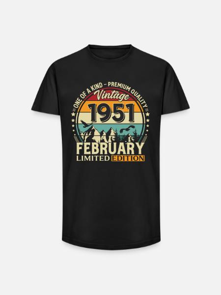 75e anniversaire février 1951 Millésime Millésime - T-shirt coupe longue homme - noir