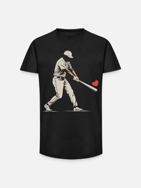 Silhouette Batter Baseball Valentines - Long Fit Men's T-Shirt - black