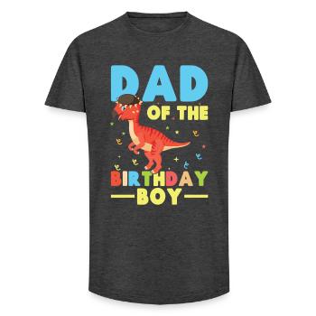  Pachycephalosaurus Dad Birthday Boy - Long Fit Men's T-Shirt - charcoal grey - Front - AI Model Male 185 light (185cm)
