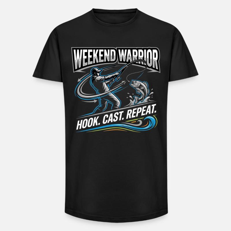 Weekend Warrior Hook Cast Repeat Angler - Long Fit Men's T-Shirt - black