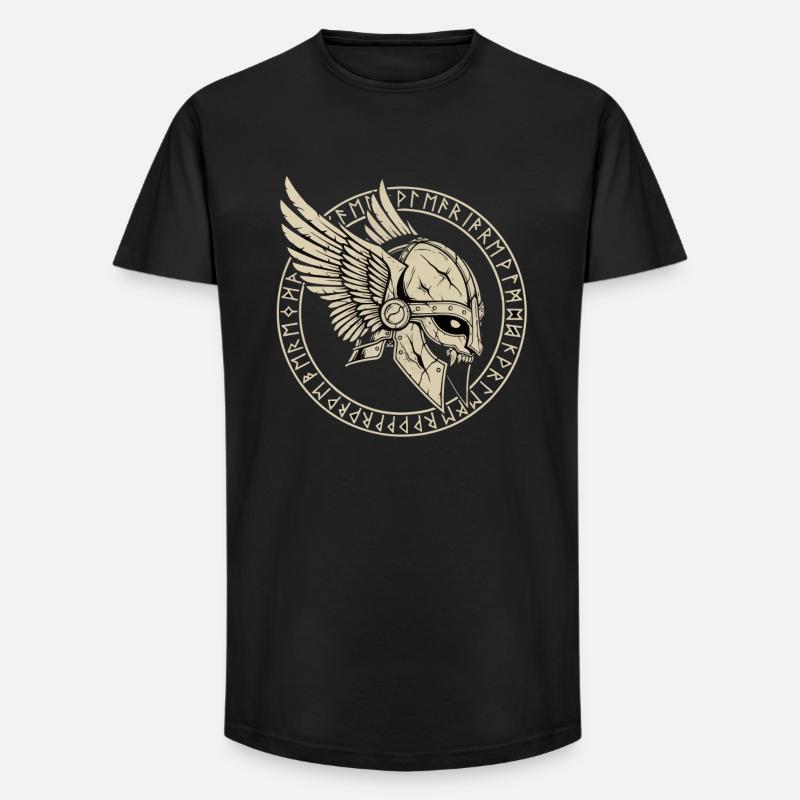 Wikinger Helm Runen Krieger - Long Fit Männer T-Shirt - Schwarz