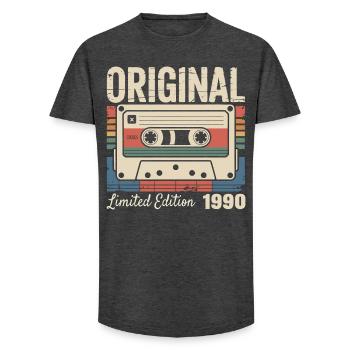36ème anniversaire - Cadeau Vintage 1990 - T-shirt coupe longue homme - charbon - Devant - AI Model Male 185 light (185cm)