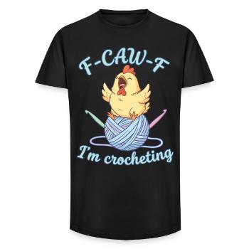 Lustiger Häkelliebhaber F KRAW F ICH HÄKELE - Long Fit Männer T-Shirt - Schwarz - Vorne - AI Model Male 185 light (185cm)