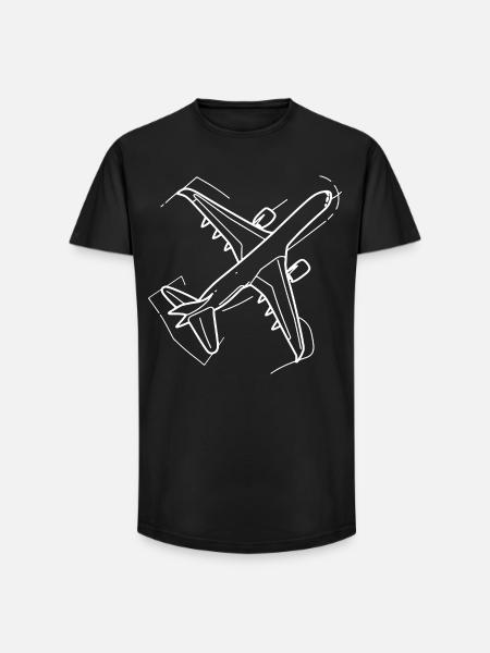 Dessin d’avion - T-shirt coupe longue homme - noir
