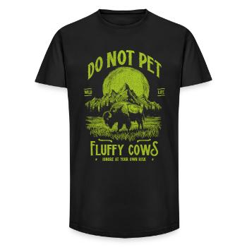 Vintage Buffalo Do Not Pet Fluffy Cows Funny Bison - Long Fit Men's T-Shirt - black - Front - AI Model Male 185 light (185cm)