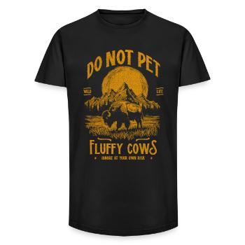 Vintage Buffalo Do Not Pet Fluffy Cows Funny Bison - Long Fit Men's T-Shirt - black - Front - AI Model Male 185 light (185cm)