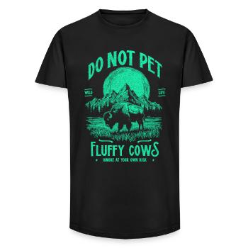 Vintage Buffalo Do Not Pet Fluffy Cows Funny Bison - Long Fit Men's T-Shirt - black - Front - AI Model Male 185 light (185cm)