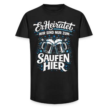 Junggesellenabschied T-Shirt JGA Männer poltern - Long Fit Männer T-Shirt - Schwarz - Vorne - AI Model Male 185 light (185cm)