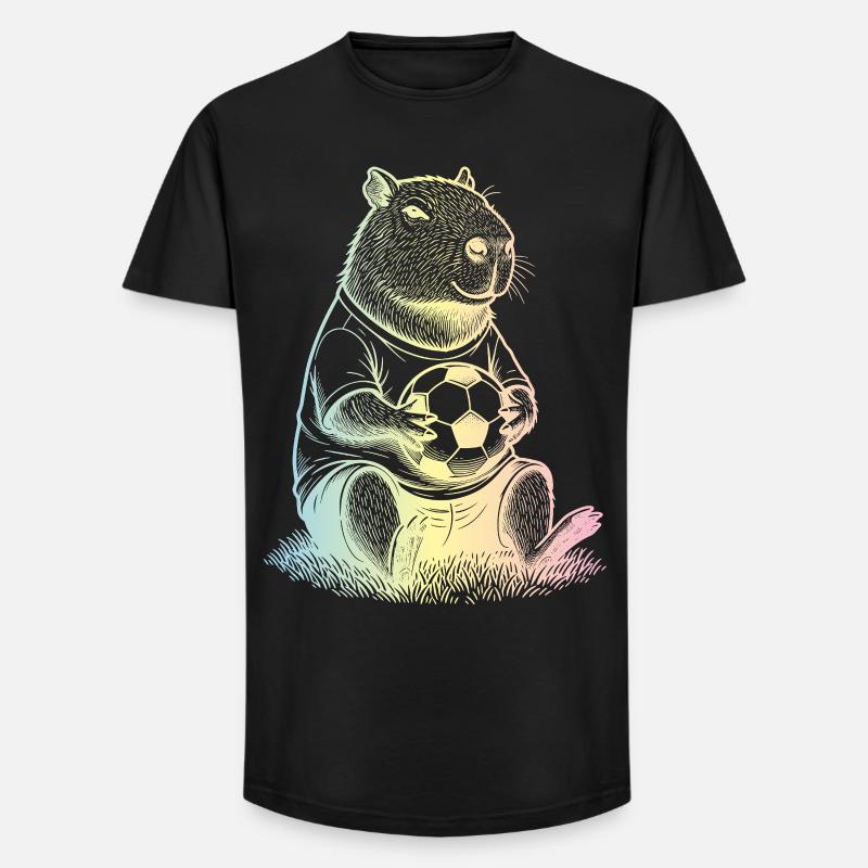 Fußball Capybara - Long Fit Männer T-Shirt - Schwarz