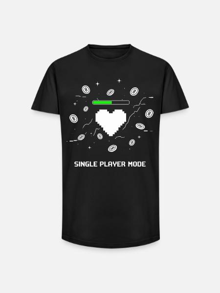 Single Player Mode Gamer Heart - Long Fit Men's T-Shirt - black