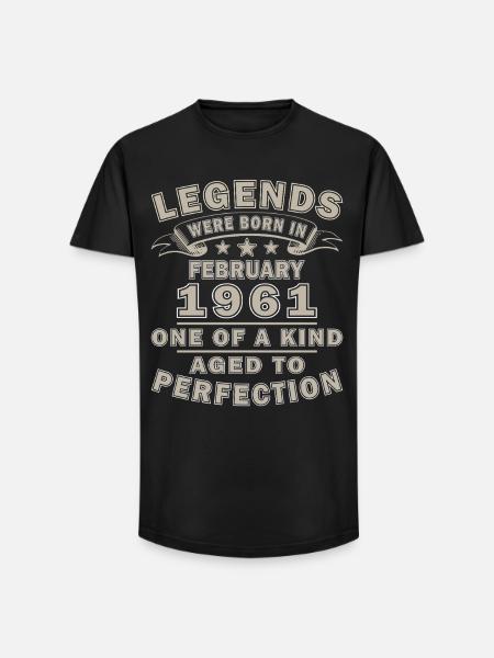 Birthday February 1961 Retro Gift - Long Fit Men's T-Shirt - black