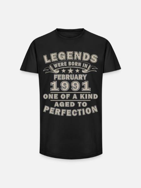 February 1991 Birthday Gift - Long Fit Men's T-Shirt - black