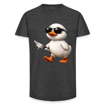 Canard gangster avec couteau et lunettes de soleil - T-shirt coupe longue homme - charbon - Devant - AI Model Male 185 light (185cm)